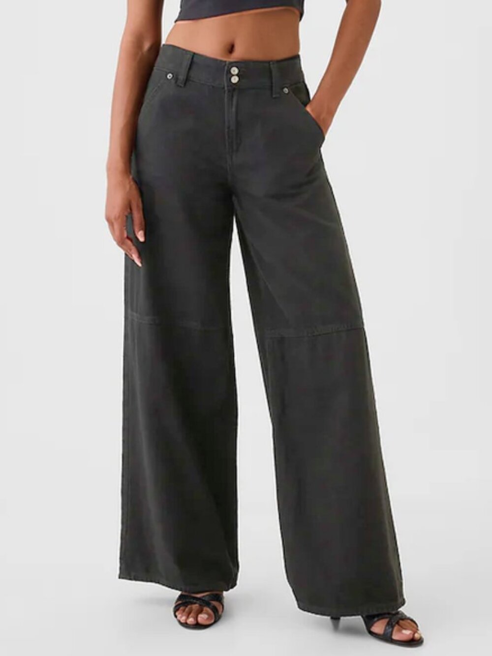 GAP Baggy Jeans Slouchy Wide Leg Loose Acubi Skater Scandi Black Tall Inseam